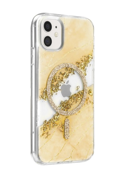 Onegif Apple Apple iPhone Uyumlu 11 Lotus Simli Magsafe Kapak - Gümüş - Gümüş