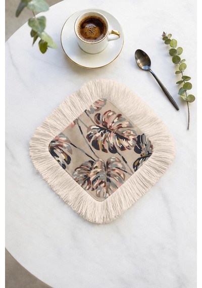 Monstera Yapraklı Saçaklı Sunum Dekorasyon Mendili Soft Tropikal Bohem Pudra Kahve Yanı Peçete Tozlu Sisli Şampanya Monstera Yapraklı Saçaklı Sunum Dekorasyon Mendili Soft Tropikal Bohem Pudra Kahve Yanı Peçete Tozlu Sisli Şampanya