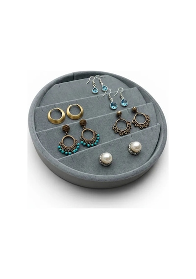 Silindir Model Süet Kumaş 20/20 Cm Gri Küpe-piercing Tablası