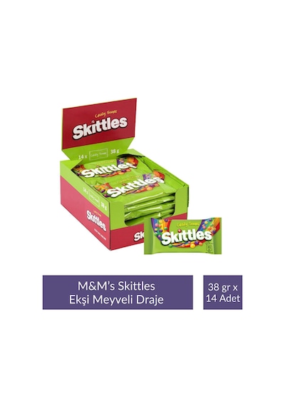 Skittles Ekşi Meyveli Draje 38 Gr X 14 Adet