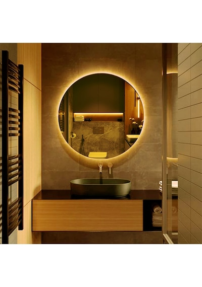 Dekoratif Led Işıklı Yuvarlak Banyo Ve Konsol Aynası Şeffaf