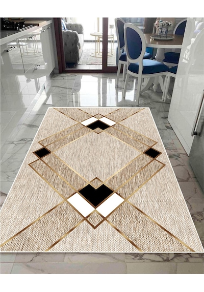 STY Home Yıkanabilir Kaymaz Taban Salon Halısı Mutfak Halısı Koridor Krem - Kahverengi