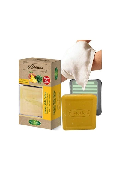 Phytoflora Organik Ananas Özlü Sabun + Kese ve Sabunluk 125 G
