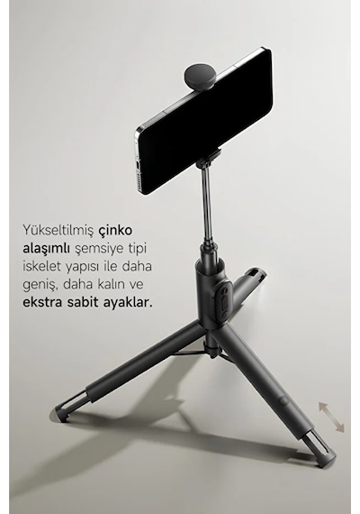Mi Tripod Zoom Selfie Stick 2 Siyah Bluetooth Kumandalı Üçü Birarada Selfie Çubuğu Tripod