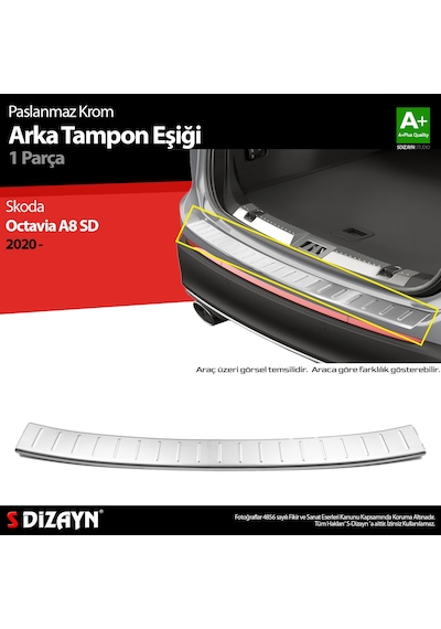 S-dizayn Skoda Octavia 4 A8 Sedan Krom Arka Tampon Eşiği 2020 Üzeri