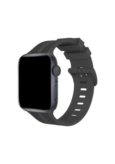 Gld-spt- Newface Apple Uyumlu Watch 38mm Kr408 Çizgili Silikon Kordon - Koyu Gri