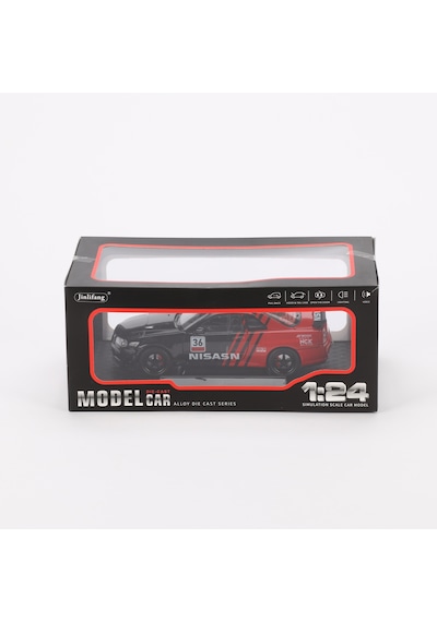 1:24 Ölçek Sesli Işıklı 4 Kapısı Kaput Ve Bagajı Açılan Stantlı Model Araç Gtr Siyah Kırmızı