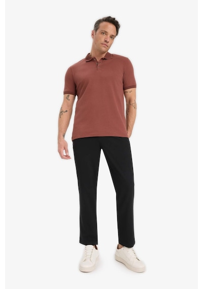 DeFacto Slim Fit Dar Kesim Polo Yaka Kısa Kollu Dokulu Basic Düz Tişört T5259AZ25SMBN414
