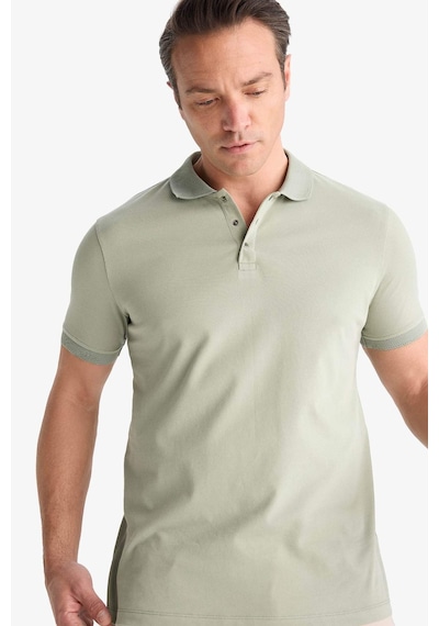 DeFacto Slim Fit Dar Kesim Polo Yaka Kısa Kollu Dokulu Basic Düz Tişört T5259AZ25SMKH434