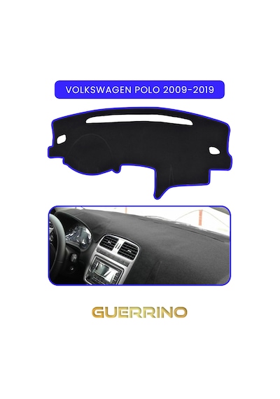 Volkswagen Polo 2009-2019 Torpido Koruma Halısı Mavi Kenar