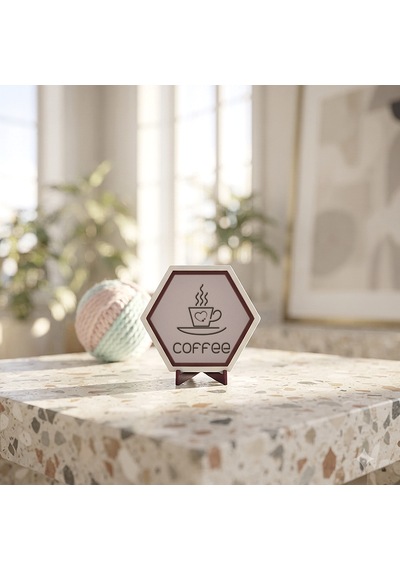 Minimalist Coffee Temalı Masaüstü Süsü Ev Ve Ofisinizde Kahve Keyfini Yansıtan Modern Ve Şık Bir Dekoratif Obje 10x10 Cm, Yavru Ağzı