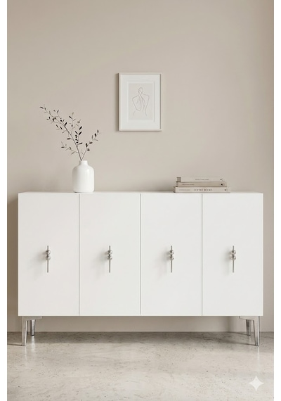 Ka1217bs Salkım Konsol Ve Tv Sehpası Beyaz-silver 120cm