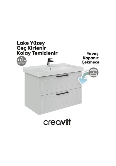 Creavit D20 80 Cm İki Çekmeceli Lavabo Dolabı Beyaz Lake Beyaz Creavit D20 80 Cm İki Çekmeceli Lavabo Dolabı Beyaz Lake Beyaz
