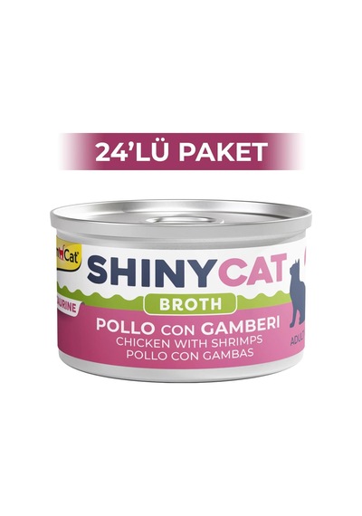 Gimcat Shinycat Broth Sos İçinde Tavuklu ve Karidesli Kedi Konservesi 24 x 70 G