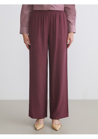 Lcw Modest Mürdüm Beli Lastikli Geniş Paça Kadın Pantolon