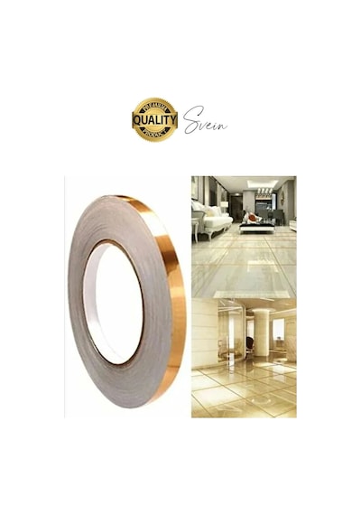 Premium Kendinden Yapışkanlı Gold Sarı Renk Fayans Derz Arası İzolasyon Bandı Dekoratif Bant 0,5 Cm