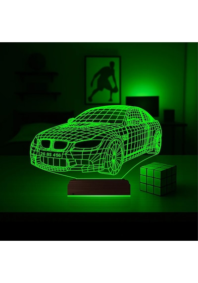 Luvivia Spor Araba Bmw Tasarım Kişiye Özel 3d Lamba - Masa Gece Lambası Şeffaf