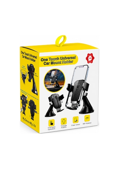 Exe One Touch Universal Araç İçi Telefon Tutucu 360 Döner Cam Ve Torpido Uyumlu