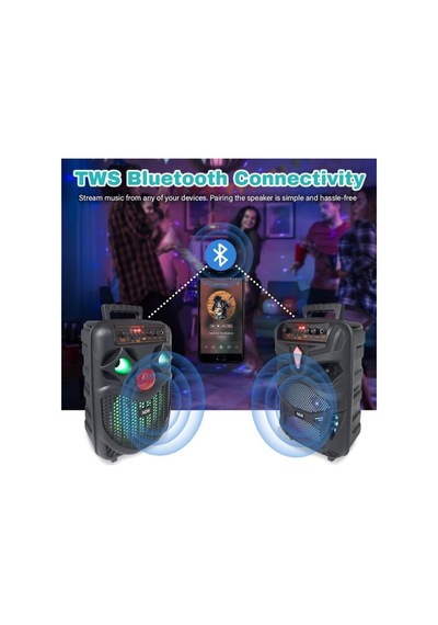 Led Işıklı Bluetooth Hoparlör Mikrofonlu Kablosuz Şarjlı Taşınabilir Speaker