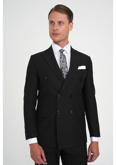 Efor Slim Fit Çift Yırtmaç Kruvaze Klasik Siyh Takım Elbise Tk 919 Siyah Efor Slim Fit Çift Yırtmaç Kruvaze Klasik Siyh Takım Elbise Tk 919 Siyah