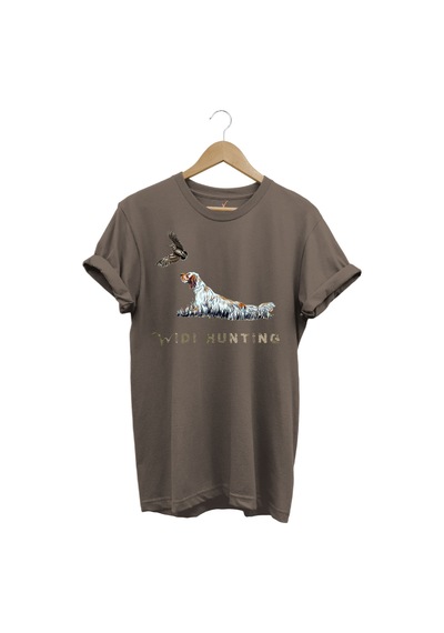 Avcılık Widi Hunting Fermalı English Setter Çulluk Baskılı %100 Pamuk Regular Fit Kahverengi T-shirt Kahverengi
