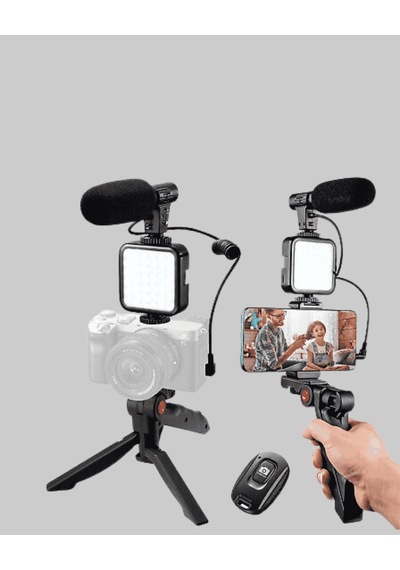 Video Çekim Kiti Tripod Led Işık Harici Mikrofon Bluetooth Kumanda Standart