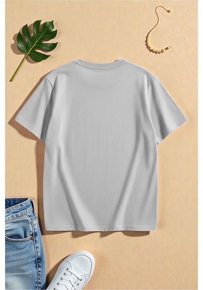 Uyguntarz Unisex Active Baskılı Tasarım Tshirt Gri