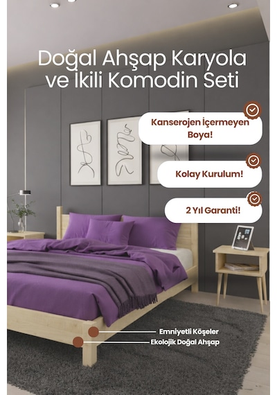 Mi Rage Model Masif Ahşap Karyola Ve 2 Adet Komodin Kolay Kurulum Fırınlanmış İthal Sibirya Çamı 200x200 Yatak Uyumlu 2 Adet Komodin - Vernikli Mi Rage Model Masif Ahşap Karyola Ve 2 Adet Komodin Kolay Kurulum Fırınlanmış İthal Sibirya Çamı 200x200 Yatak Uyumlu 2 Adet Komodin - Vernikli