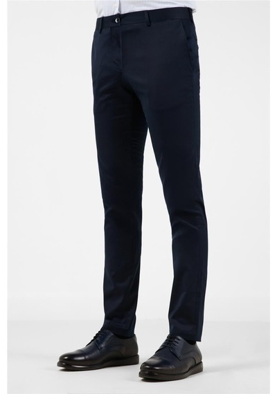 İmza Koyu Lacivert Yan Cep Casual Slim Fit Pamuklu Chino Pantolon 1003255172 Koyu Lacivert