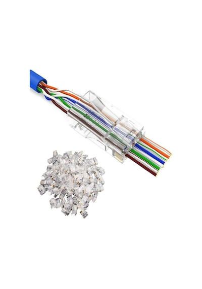 Alfais 4381 Yeni Nesil Delikli Cat6 Rj45 Konnektör Utp Jack 100 Adet