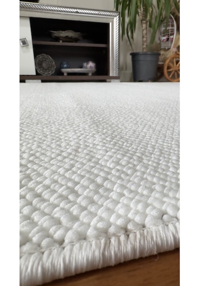 Elvey Home Krem İskandinav Yumuşak Bukle Minimalist Tozumazözel Kesim Halı Elvbklmakhal Krem