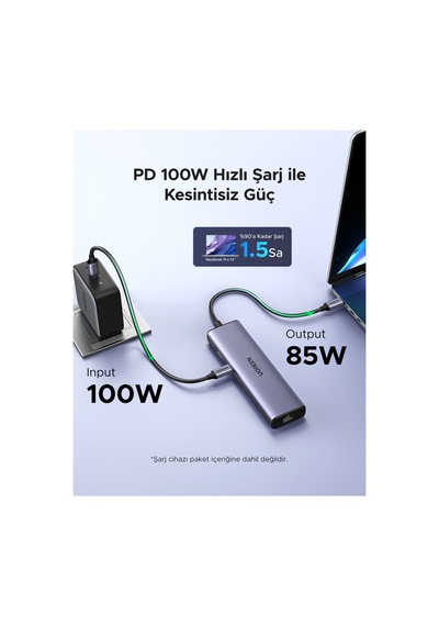 Revedok 6-in-1 3 Usb 3.0, 4k/30hz Hdmı, 100w Pd Type-c, Rj45 Port Çoklayıcı Hub, 15598