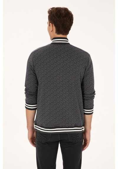 U.S. Polo Assn. Erkek Regular Fit Gri Fermuarlı Örme Hırka 50309985-vr024