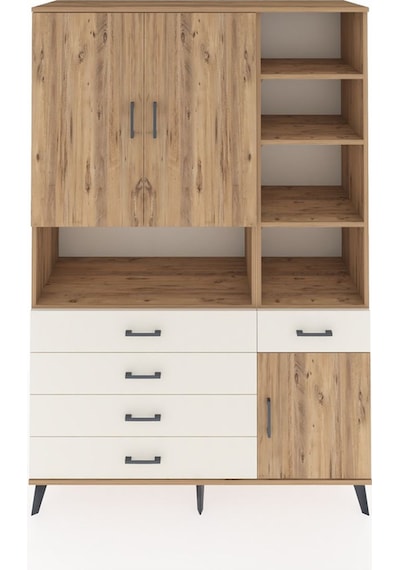 Hyperion Dolap 8 Raflı 5 Çekmeceli 3 Kapaklı 132x44x195 Çam-ç... Çam