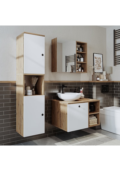 Lavabolu Mdf 75 Cm Lotus Çekmeceli Banyo Dolabı + Aynalı Dlp Atlantik Çam - Beyaz Lavabolu Mdf 75 Cm Lotus Çekmeceli Banyo Dolabı + Aynalı Dlp Atlantik Çam - Beyaz
