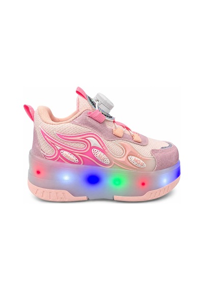 Papucumun Dünyası Kız Çocuk Işıklı Patenli Mekanizma Bağcıklı Sneaker Pembe