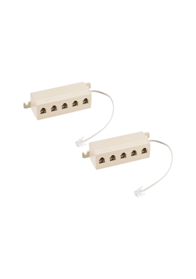 Chester Rj11 1 Erkek 5 Dişi Telefon Kablosu Çoklayıcı Dağıtıcı Adaptör Bej