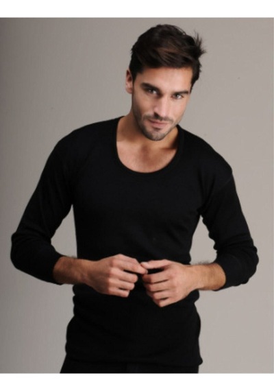 Hasyün Erkek Siyah Uzun Kollu Yün Fanila 001