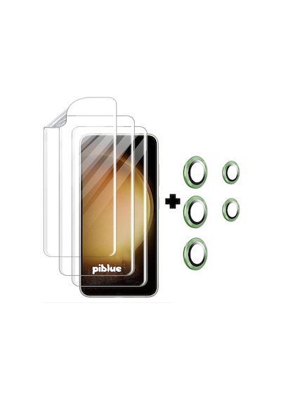 Samsung Galaxy S24 Ultra Tam Kaplayan Ekran Koruyucu Nano + Kamera Lens Koruyucuyeşil