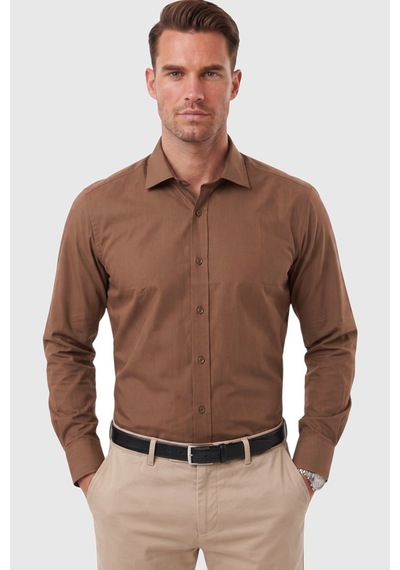 Deepsea Erkek Slim Fit Pamuk Saten Kahve Gömlek Kolay Ütülenebilir, Büyük Beden Seçenekli 2209615 Deepsea Erkek Slim Fit Pamuk Saten Kahve Gömlek Kolay Ütülenebilir, Büyük Beden Seçenekli 2209615