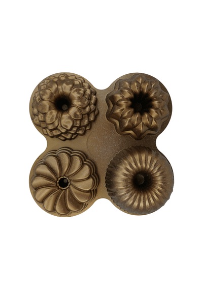 Viona 4'lü Muffin Döküm Kek Kalıbı Gold Gold
