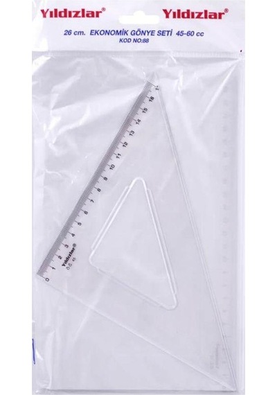 Gönye 45 60 Plastik 2 Li Takım 26 CM Yıldızlar Gönye Takımı 1 Pak
