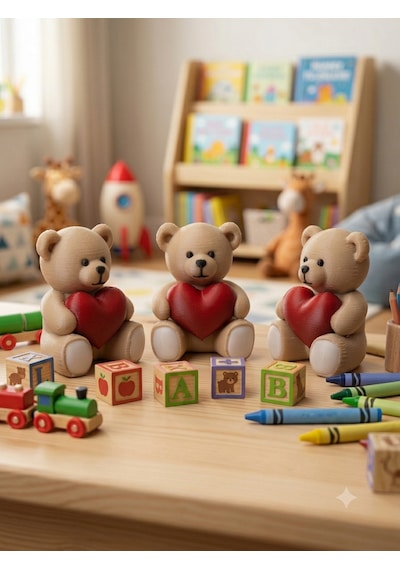 El Yapımı 3d Baskı Teddy Ayıcık Üçlüsü -