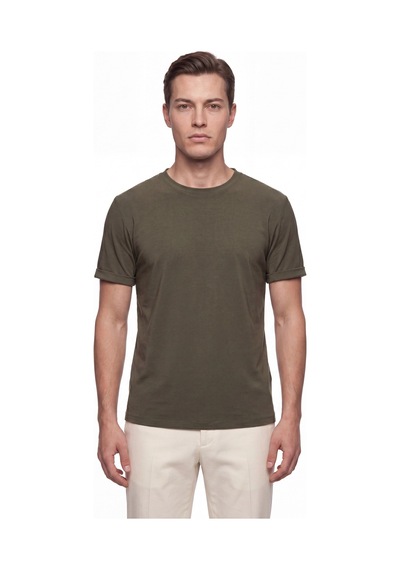 Efor Comfort Fit Pamuklu Bisiklet Yaka Haki Tişört Ts 929