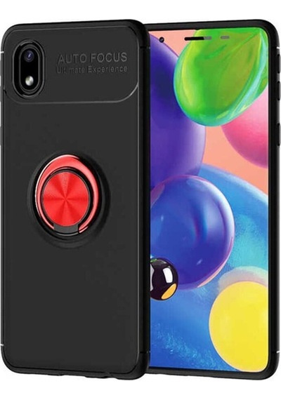 Galaxy A01 Core Kılıf Zore Ravel Silikon Kapak Siyah-Kırmızı