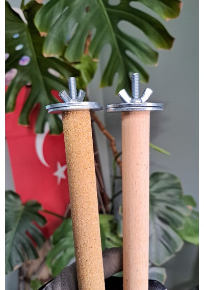 Vixpet Doğal Ahşap Papağan Tünek & Pedikür Kumlu Tünek – Ayak Bakımı ve Tüneme İçin | 25 cm - 18 mm