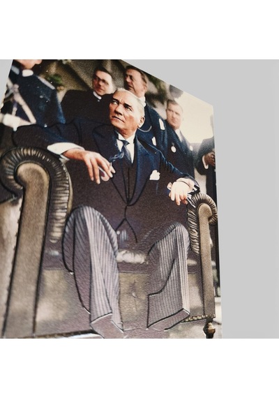 Atatürk Masaüstü Ahşap Tablo - Kabartmalı Baskı Şık Hediyelik 11x14 Cm No 1 3 Parça