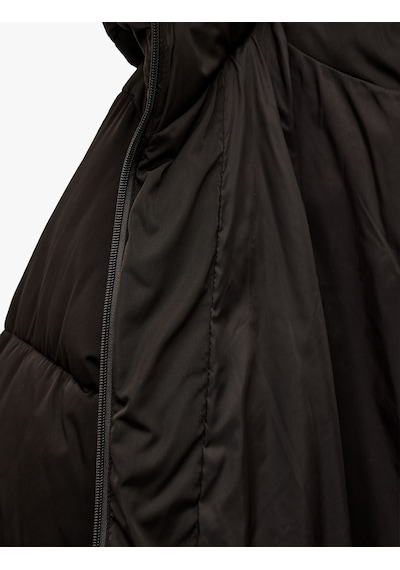 Koton Fermuarlı Uzun Kollu Su İtici Kapüşonlu Oversize Şişme Mont Kahverengi 6wak00220ew Kahverengi