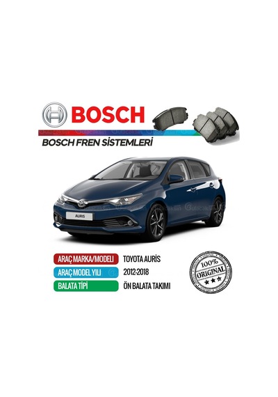 Toyota Uyumlu Auris 2012 - 2018 Ön Fren Balata Takımı - Bosch