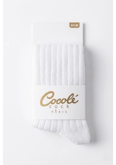 Cocole Socks Kız Bebek Külotlu Çorabı Pamuklu Beyaz Derby Çizgili 0-24 Ay